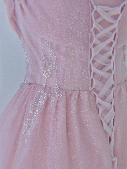 Einfaches, trägerloses, langes, formelles A-Linien-Kleid aus rosa Tüll für Abschlussball, Tanzabend oder Geburtstag (AS162)