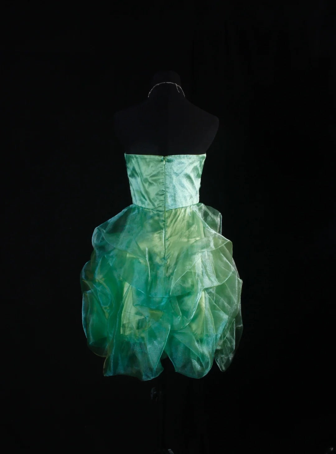 Robe de bal chic sans bretelles verte courte pour un 16e anniversaire, robe de cocktail en organza AS165