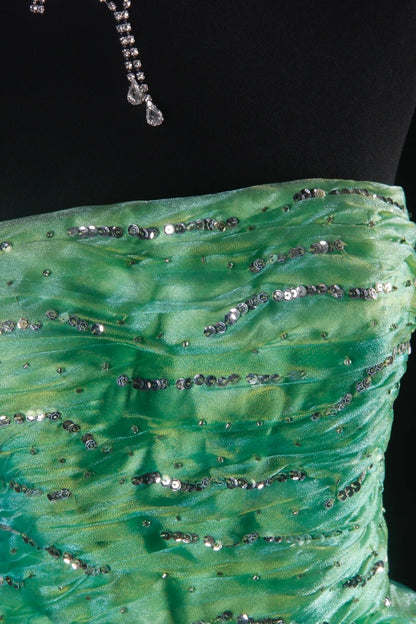 Robe de bal chic sans bretelles verte courte pour un 16e anniversaire, robe de cocktail en organza AS165