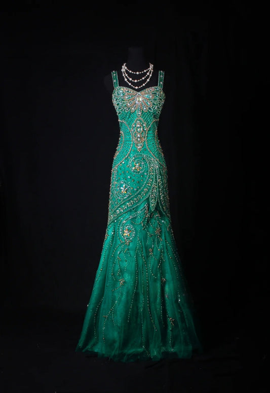 Vintage Prom Dresses Aesthetic Mermaid Sweetheart Green Semi Formal With Beads Inspo Impress Long Party Formal Gown For Teens High Schools AS167
