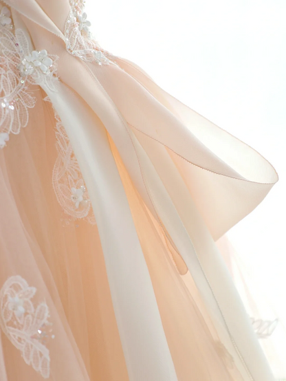 Unique Ball Gown Off The Shoulder Blush Pink Beadings Long Quinceanera Dresses Sweet 15 16 Birthday Gown AS168