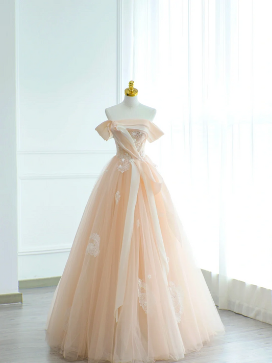 Unique Ball Gown Off The Shoulder Blush Pink Beadings Long Quinceanera Dresses Sweet 15 16 Birthday Gown AS168