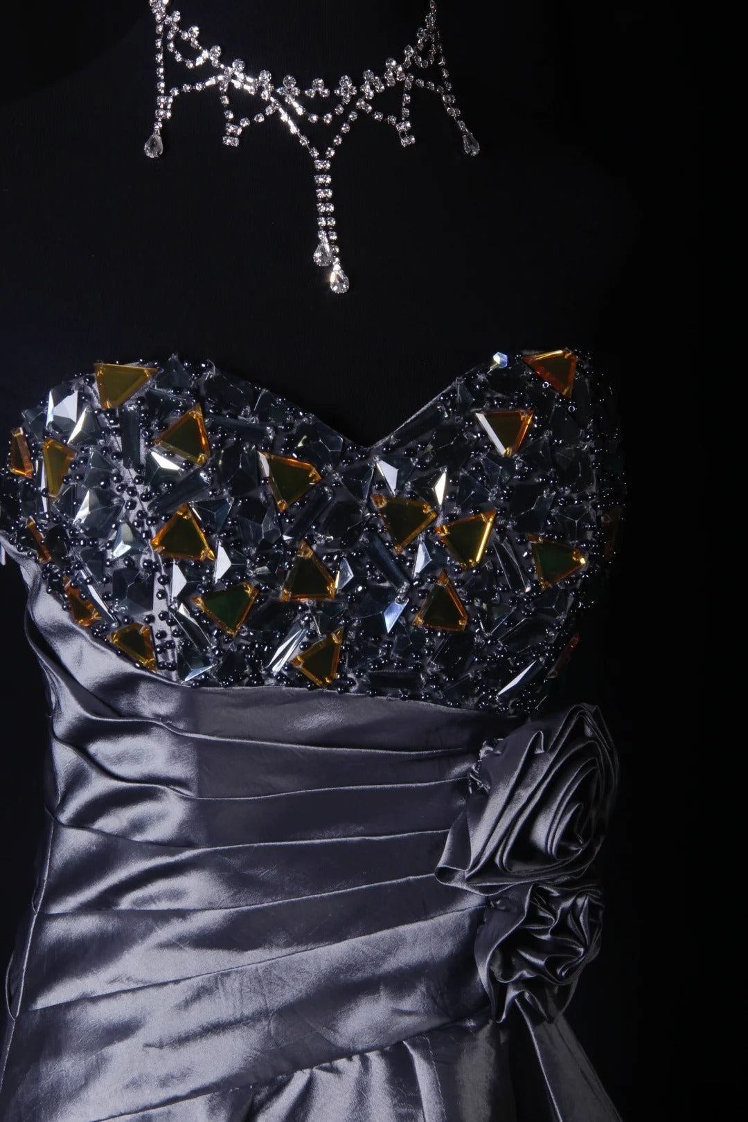 Sparkly Prom Dresses Aesthetic Sheath Strapless Gray With Beads Inspo Party Semi Formal Gown For Senior Teens High Schools AS168