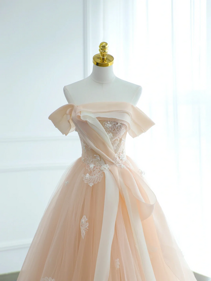 Unique Ball Gown Off The Shoulder Blush Pink Beadings Long Quinceanera Dresses Sweet 15 16 Birthday Gown AS168