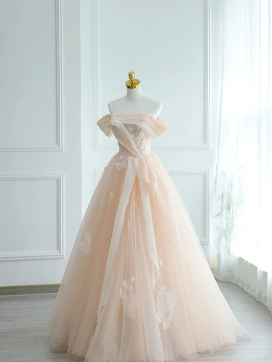 Unique Ball Gown Off The Shoulder Blush Pink Beadings Long Quinceanera Dresses Sweet 15 16 Birthday Gown AS168