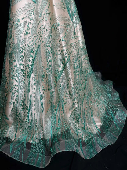 Vintage Prom Dresses Ball Gown Spaghetti Strap Green Sequin Long Party Gown Formal Outfits RB5979