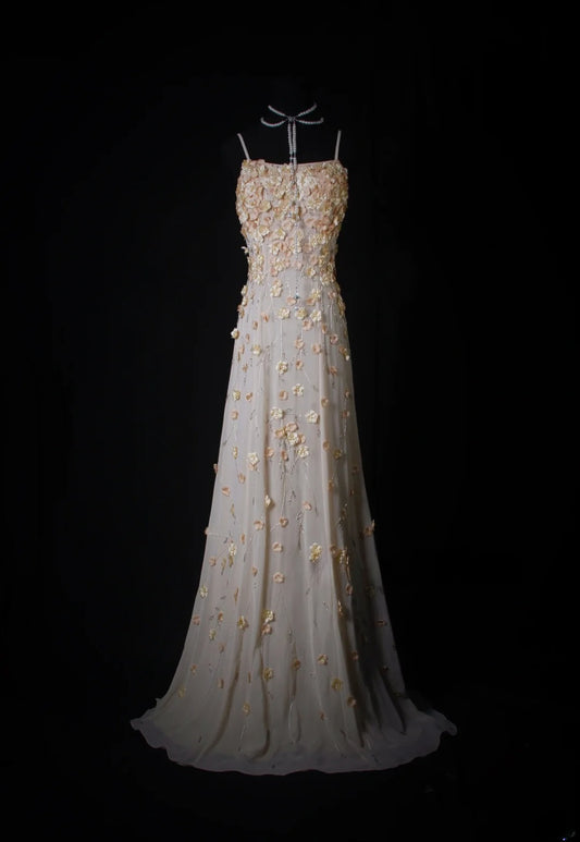 Vintage Prom Dresses Inspiration A Line Spaghetti Straps White Semi Formal 90s Prom Dresses With Beads For Teens High Schools AS170