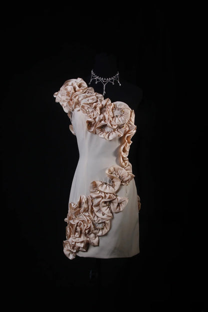 Elegantes Etuikleid mit One-Shoulder-Schulter, kurzes Kleid zum 16. Geburtstag, Homecoming-Kleid, Cocktailkleid AS175