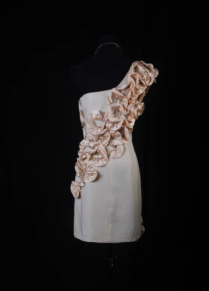 Elegantes Etuikleid mit One-Shoulder-Schulter, kurzes Kleid zum 16. Geburtstag, Homecoming-Kleid, Cocktailkleid AS175