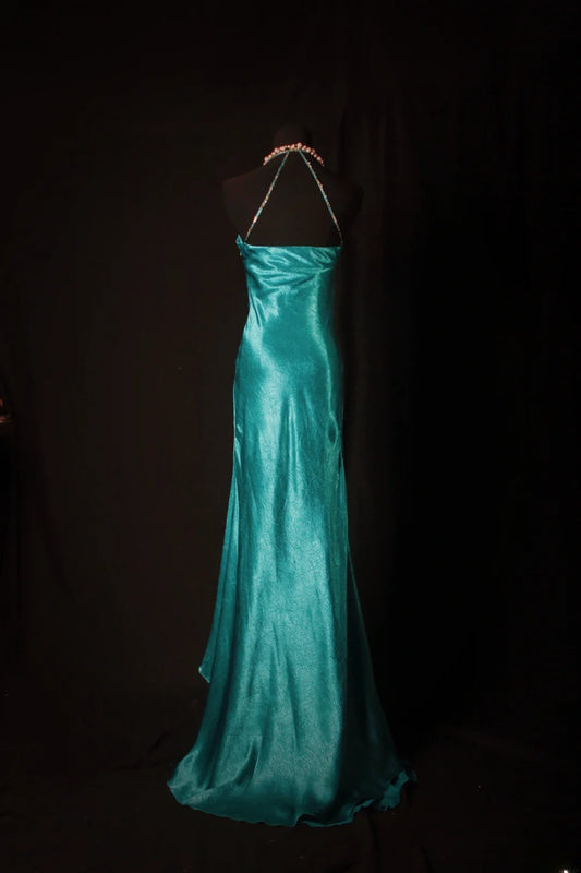 Vintage Prom Dresses Aesthetic Mermaid Halter Dark Green 2000s Semi Formal Inspo Impress Long Party Formal Gown For Teens High Schools AS176