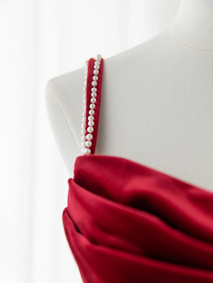 Sexy Meerjungfrauen-Abendkleid mit Spaghettiträgern aus dunkelburgunderfarbenem Samt – modisches und ästhetisches Design für Teenager, festliche Kleider, Party-Outfits, Ballkleid AB1151