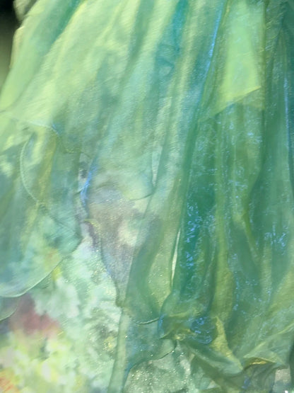 Princess Ball Gown Strapless Green Tulle Long With 3D Flowers Corset Fitted Sweet 16 Dresses Seventeen Quince Dress RB3609