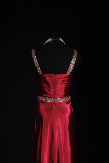 Vintage Prom Dresses Inspiration Mermaid Red Satin Semi Formal 90s Prom Dresses For Teens High Schools AS183