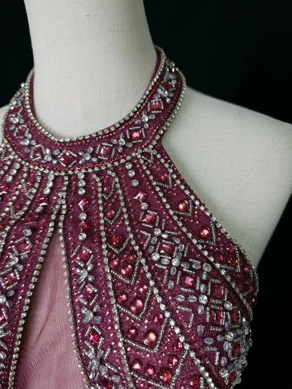 Vintage Prom Dresses Mermaid Jewel Neck Backless Sequin With Beads Long Party Gown Formal Outfits RB5988