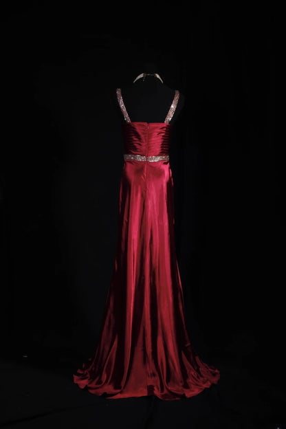 Vintage Prom Dresses Inspiration Mermaid Red Satin Semi Formal 90s Prom Dresses For Teens High Schools AS183
