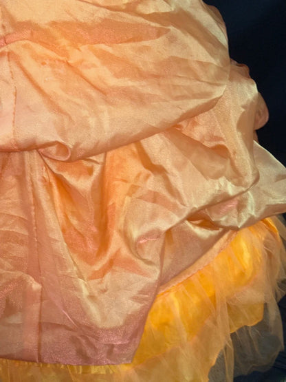 Princess Ball Gown Strapless Orange Long With 3D Flowers Corset Fitted Sweet 16 Dresses Seventeen Quince Dress RB3613