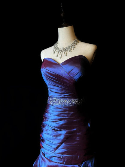 Vintage 70s Prom Dresses Mermaid Sweetheart Taffeta With Beads Long Party Gown Formal Outfits RB5989