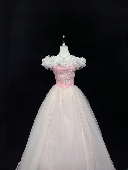 Beautiful Ball Gown Off The Shoulder Pink Tulle With Appliqued Beading Prom Dress Formal Outfits Party Dresses RB7586