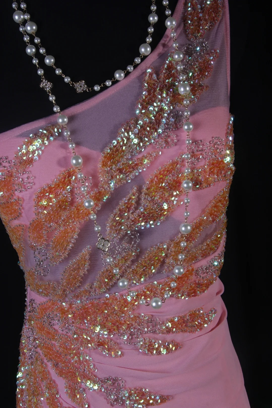 Elegantes, einseitig schulterfreies, rosafarbenes Chiffon-Abendkleid im Meerjungfrauenstil, langes Partykleid AS188