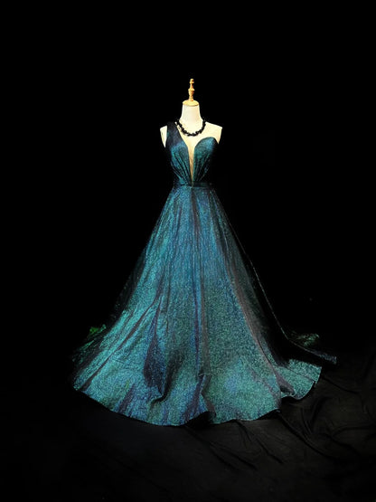 Vintage 80s Prom Dresses A line One Shoulder Green Sequin Long Party Gown Formal Outfits RB5994