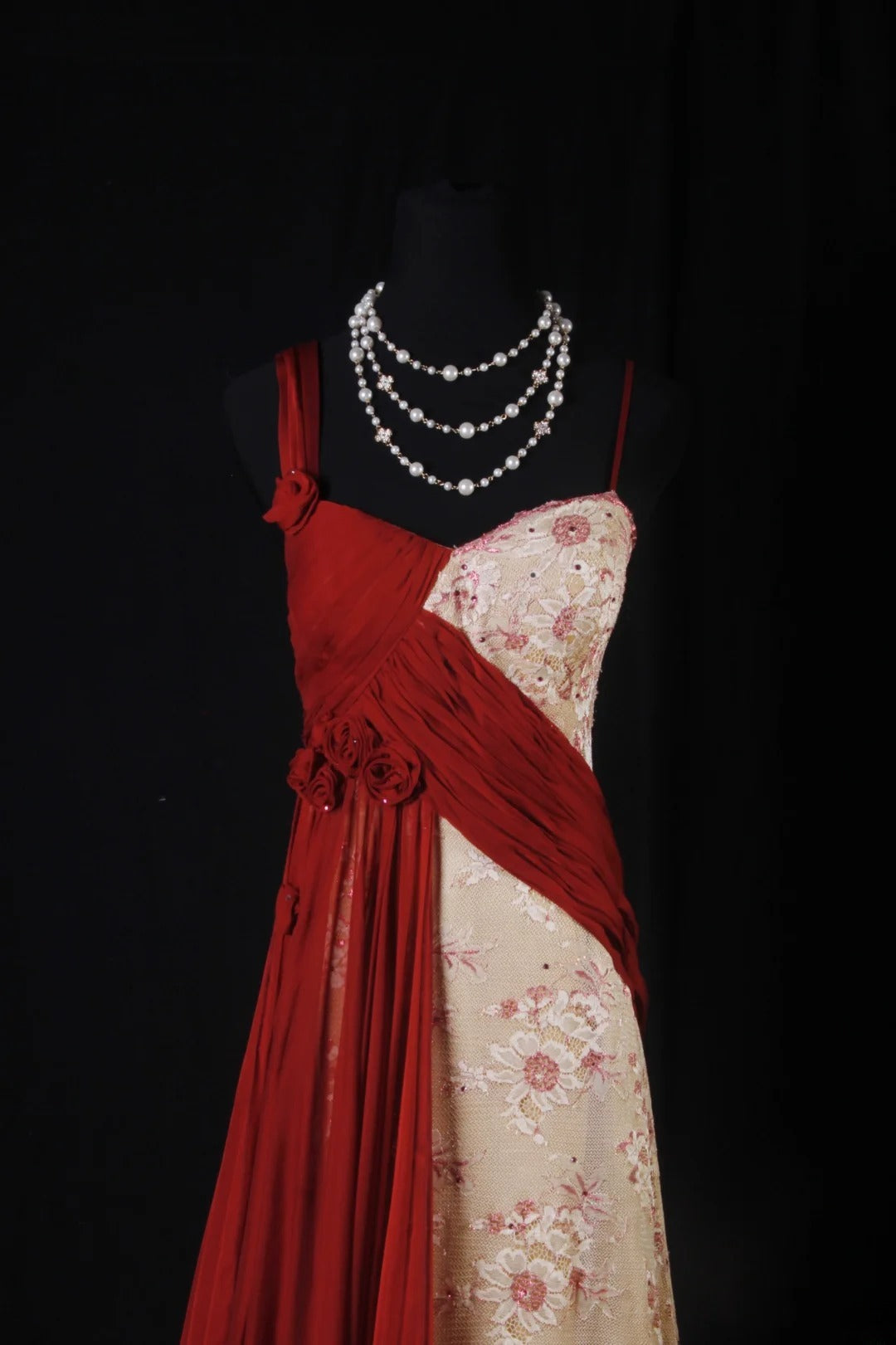 Vintage A line Irregular Shoulder Strap With Flowers Long Formal Old 1950s Prom Dresses Night Outfits Party Gowns AS196