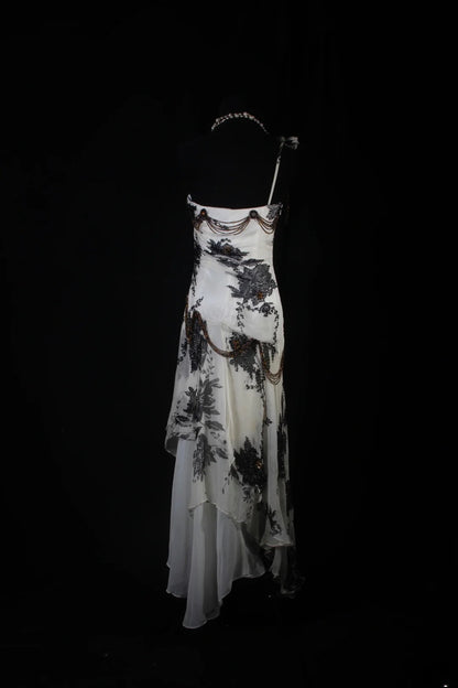 Vintage-Abendkleider im Stil der 1950er Jahre, Meerjungfrauen-Stil, schulterfrei, Chiffon, schwarz, lange Partykleider, AS198