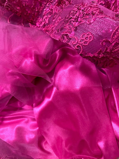 Modest Prom Dresses Mermaid Off The Shoulder Hot Pink Lace With Cap Sleeves Long Formal Outfits RB6001