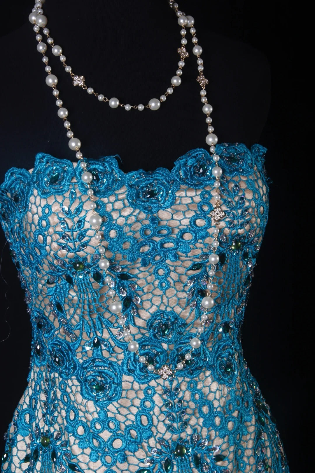 Meerjungfrauen-Kleid im Vintage-Stil der 1950er Jahre aus blauer Spitze und Tüll mit Perlen, langes, formelles Ballkleid, Abendkleid, Partykleid AS201