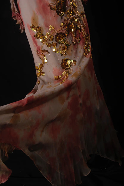 Elegantes Ballkleid im Stil der 1950er Jahre, Meerjungfrauen-Stil, Spaghettiträger, Chiffon mit goldenen Perlen, langes Partykleid, Abendkleid AS206