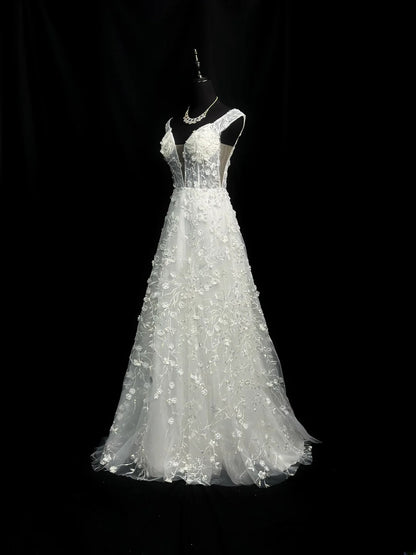 Beautiful Prom Dresses A line Off The Shoulder White With Beads Flowers Long Formal Outfits RB6009
