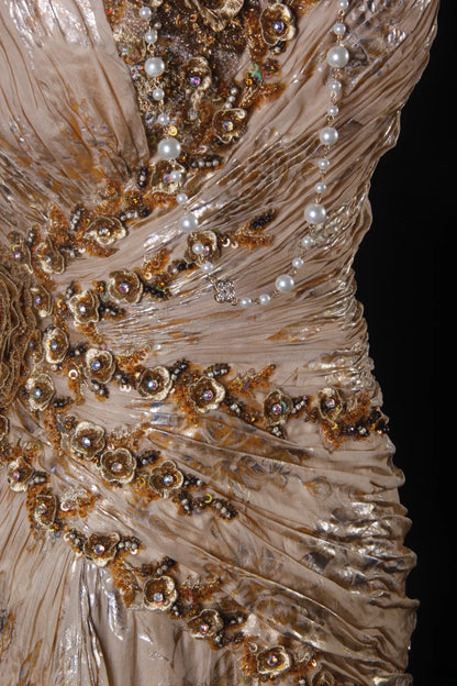 Robe de bal élégante années 1950, sirène, décolleté en V, mousseline imprimée ornée de fleurs et de perles, robe de soirée longue vintage AS208