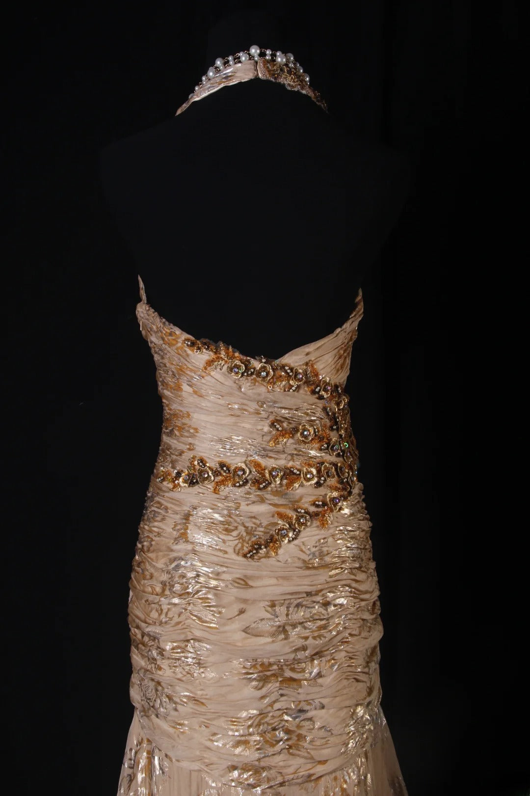 Robe de bal élégante années 1950, sirène, décolleté en V, mousseline imprimée ornée de fleurs et de perles, robe de soirée longue vintage AS208