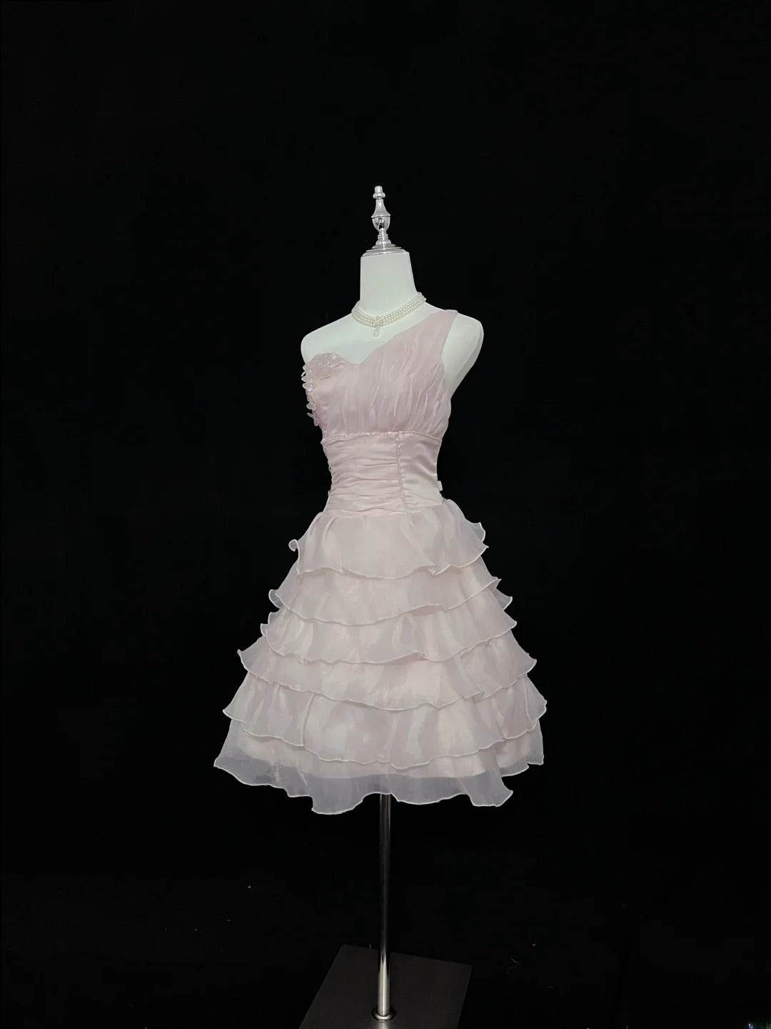 Simple Homecoming Dresses A line Knee Length One Shoulder Pink Birthday Cocktail Dress Ideas Outfits RB7611
