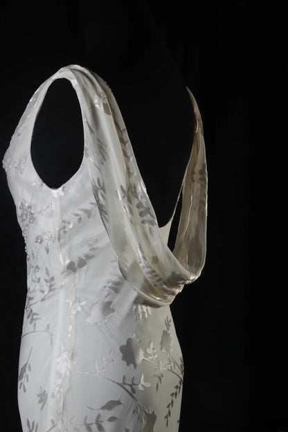 Elegantes Ballkleid im Stil der 1950er Jahre, Meerjungfrauen-Stil, silbergrauer Chiffon mit Perlen, langes Vintage-Abendkleid AS213