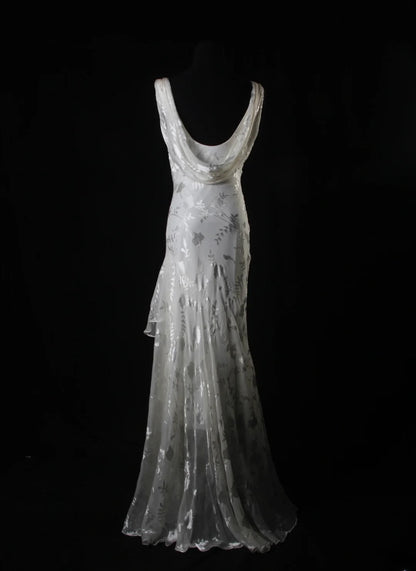 Elegantes Ballkleid im Stil der 1950er Jahre, Meerjungfrauen-Stil, silbergrauer Chiffon mit Perlen, langes Vintage-Abendkleid AS213
