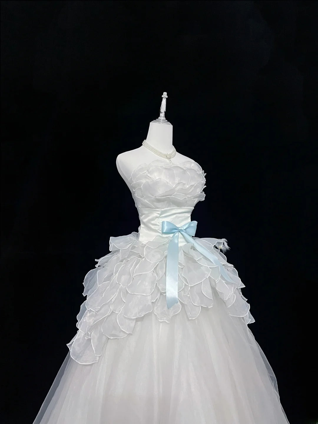 Dream Ball Gowns Strapless Light Sky Blue With Ruffled Layers Tiered Long Prom Dresses Senior Puffy Sweet 16 Sixteen Outfit Vestido de 15 RB7613