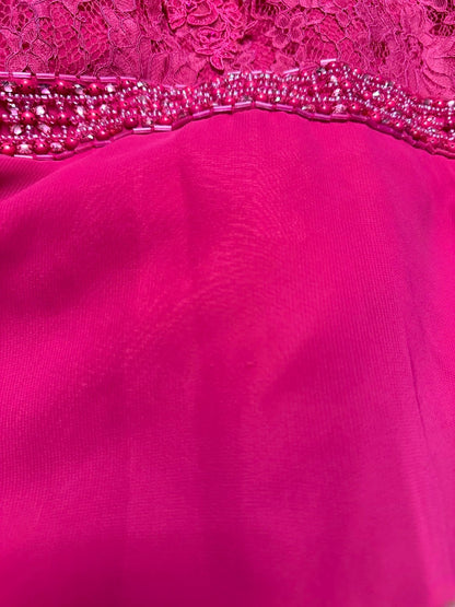 Vintage 90s Prom Dresses A Line Halter Hot Pink Chiffon With Beading Long Party Gown Formal Outfits RB6014