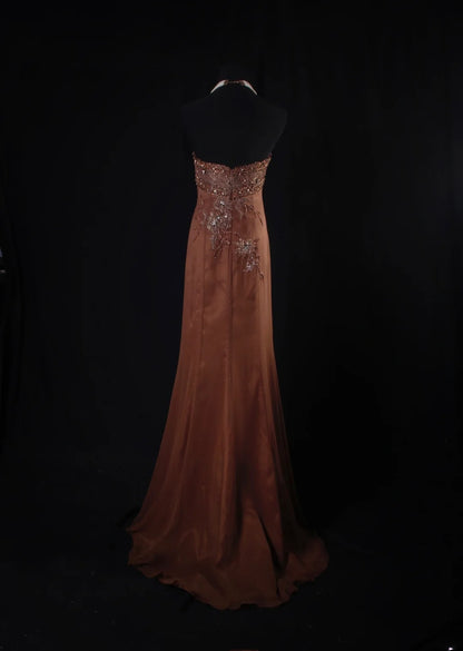 Robe de bal sirène vintage sans bretelles et sans manches, ornée de perles, longue et élégante, style années 1950, AS217