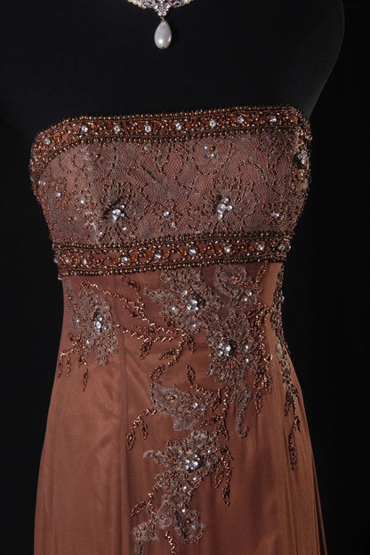 Robe de bal sirène vintage sans bretelles et sans manches, ornée de perles, longue et élégante, style années 1950, AS217