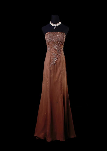 Robe de bal sirène vintage sans bretelles et sans manches, ornée de perles, longue et élégante, style années 1950, AS217