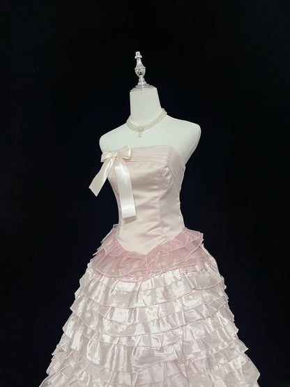 Cute Homecoming Dresses Ball Gown Knee Length Strapless Pink Birthday Cocktail Dress Ideas Outfits RB7619