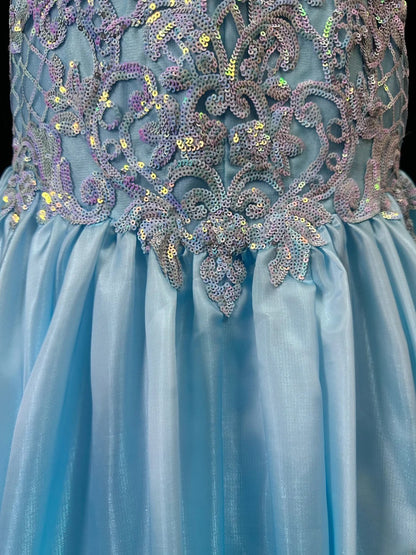 Beautiful Prom Dresses Mermaid Halter Light Sky Blue With Lace Appliqued Long Formal Outfits RB6019