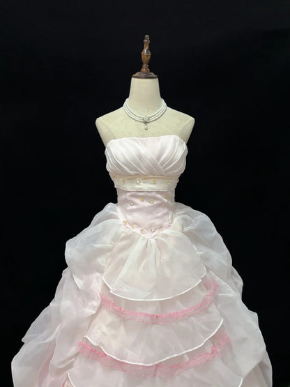 Fairytale Dream Ball Gowns Strapless Light Pink Poofy Long Quince Dress Voluminous Ideas Quinceanera Dresses Vestidos De 15anos RB7627