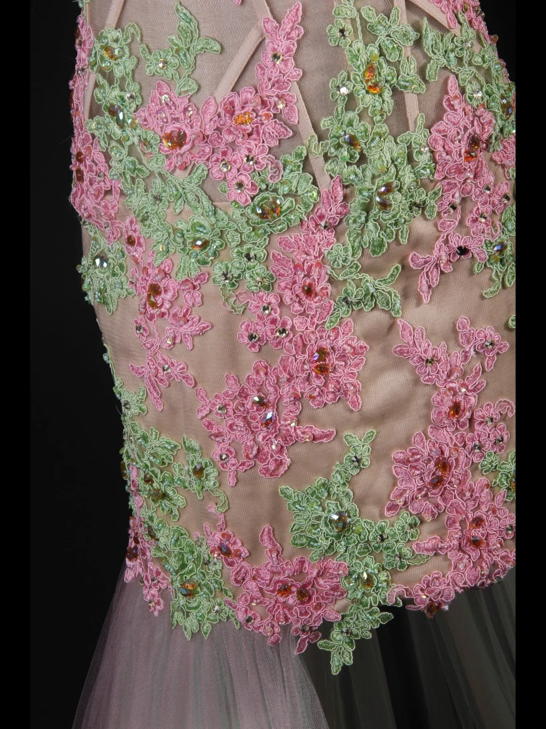 Meerjungfrauen-Kleid im Vintage-Stil der 1950er Jahre, herzförmiger Ausschnitt, Tüllrosa mit Applikationen, langes formelles Ballkleid, Abendkleid, Partykleid AS229