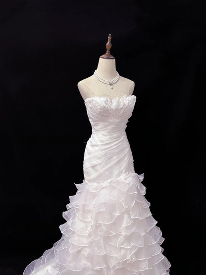 Beautiful Mermaid Sweetheart Light Pink With Tiered Layers Prom Dress Formal Outfits Evening Night Dresses RB7634