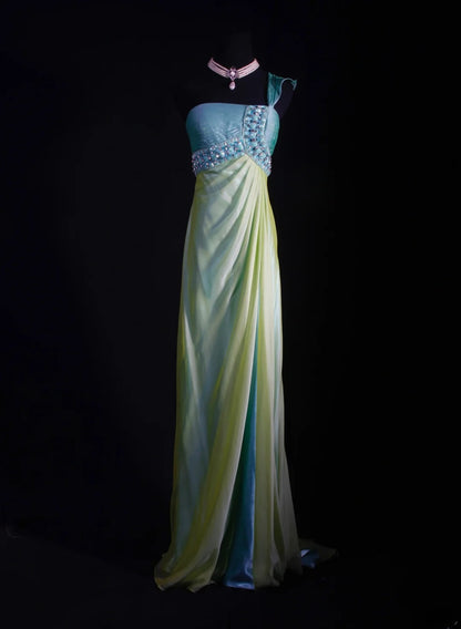 Elegantes Ballkleid im Stil der 1950er Jahre, Meerjungfrauen-Stil, schulterfrei, gelb, Vintage, langes Abendkleid AS235
