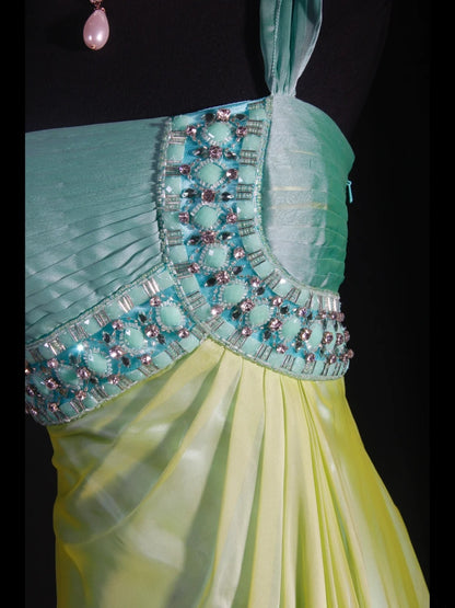 Elegantes Ballkleid im Stil der 1950er Jahre, Meerjungfrauen-Stil, schulterfrei, gelb, Vintage, langes Abendkleid AS235
