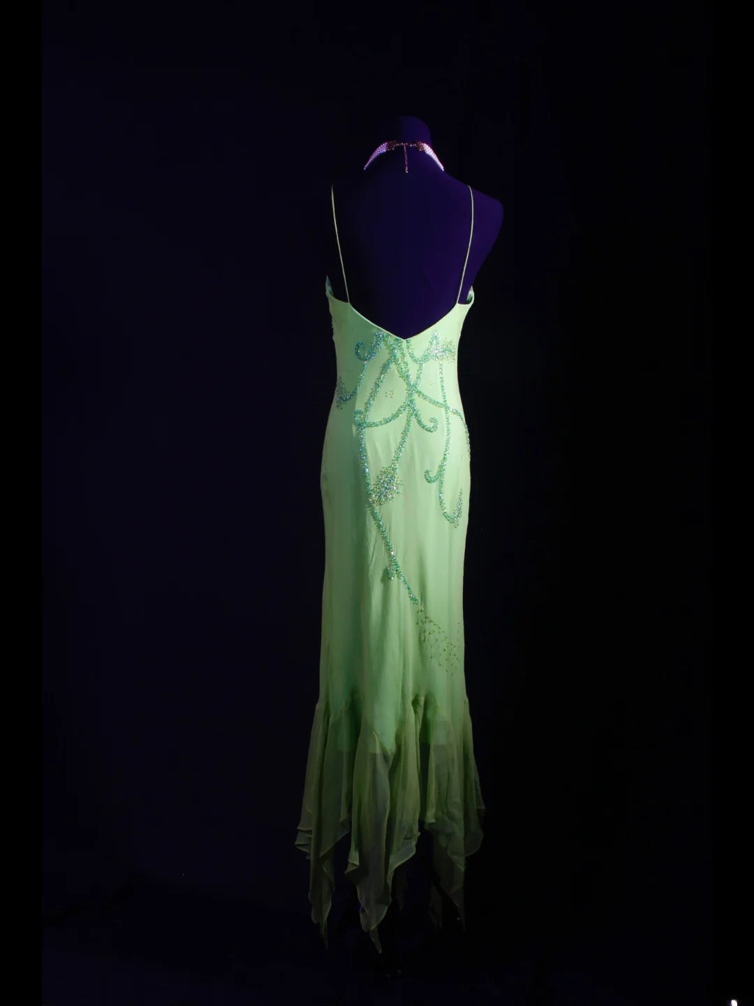 Classy Prom Dresses 1950s Mermaid Spaghetti Straps Chiffon Mint Green Beaded Long Parties Gowns Evening Dress AS236