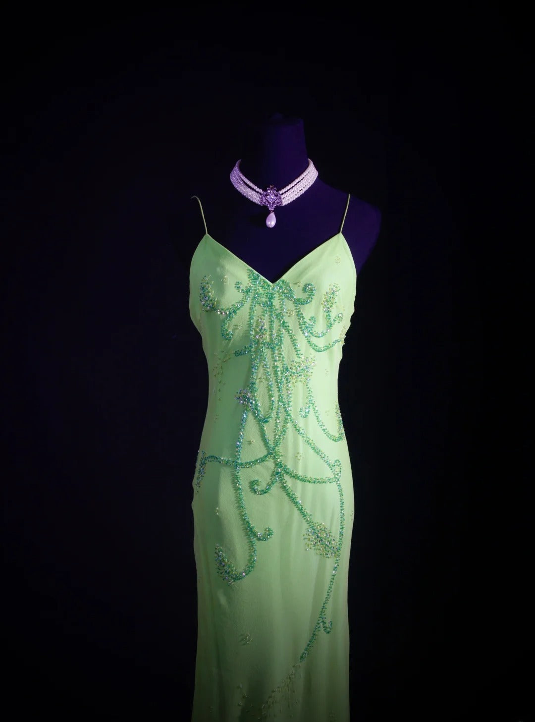 Classy Prom Dresses 1950s Mermaid Spaghetti Straps Chiffon Mint Green Beaded Long Parties Gowns Evening Dress AS236