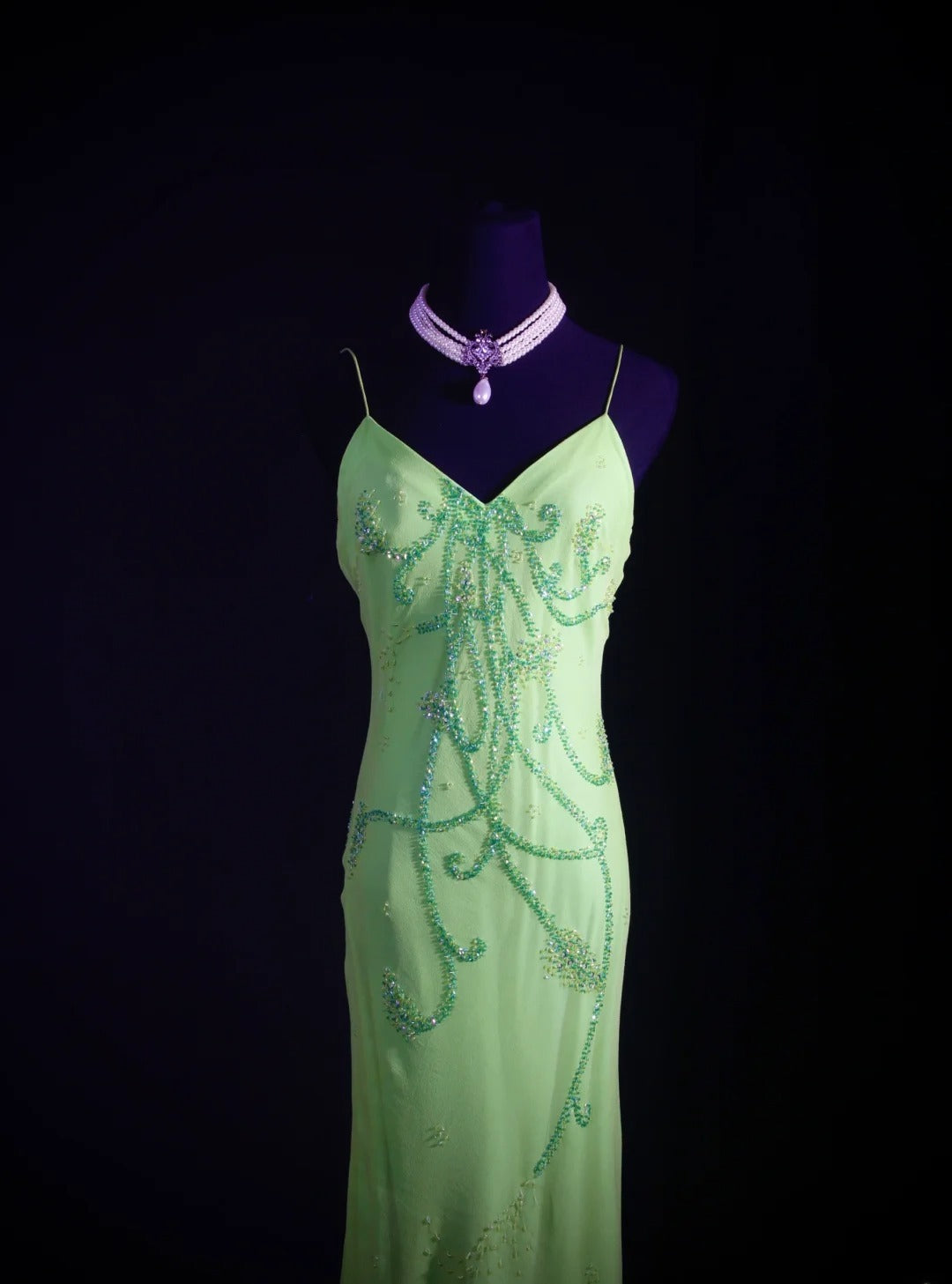 Classy Prom Dresses 1950s Mermaid Spaghetti Straps Chiffon Mint Green Beaded Long Parties Gowns Evening Dress AS236